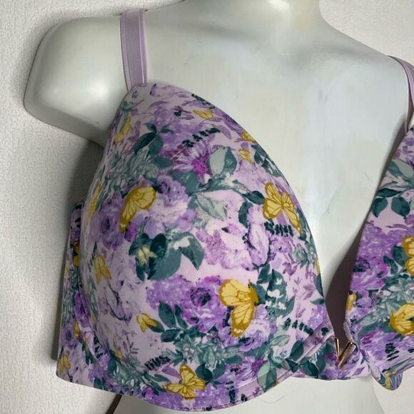 Victoria's Secret PUSH-UP Bra 38 DDD Feedom Cloud Periwinkle Floral Butterfly 🦋 - Picture 4 of 10
